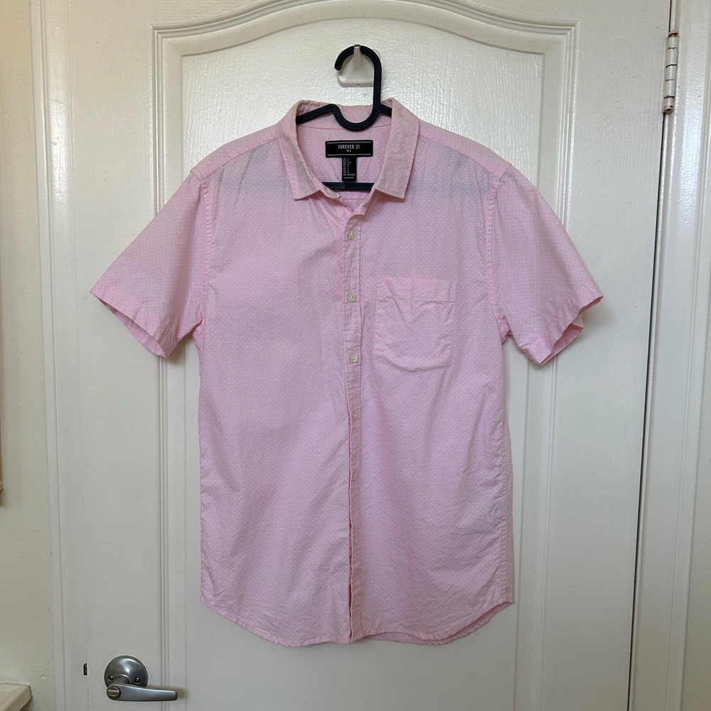 Forever 21 Men’s Casual Button Down Shirt | Light Pink | Size S